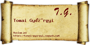 Tomai Györgyi névjegykártya